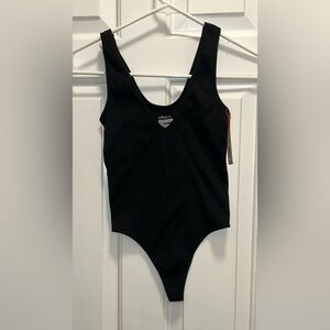 Colsie Women’s Seamless Ribbed Bodysuit black thong Size XS new